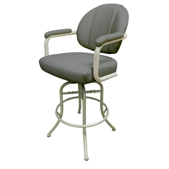 Tobias Designs 30" Vinyl Swivel Tilt Bar Stool in Gray and Beige