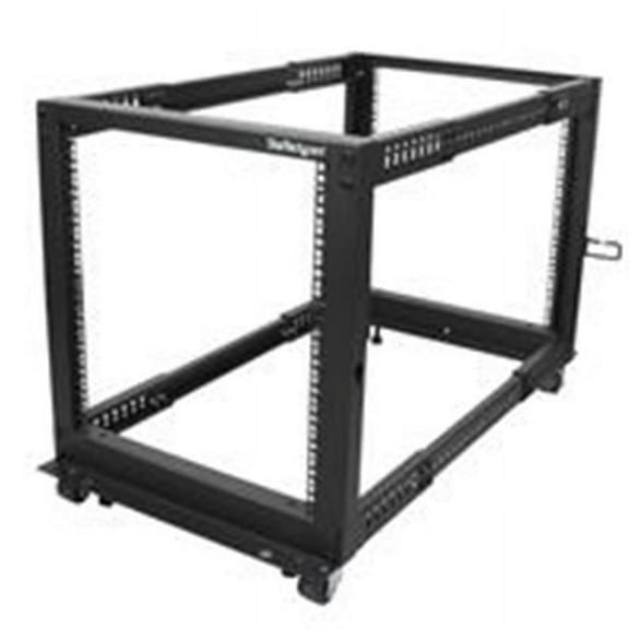 12U Adjustable Depth Open Frame 4Post ServerRack Casters