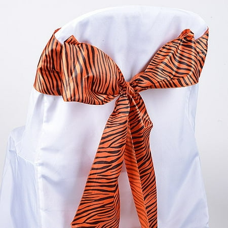- Orange - Animal Print Satin Chair Sash - ( Pack of 10 Pieces - 6 inches x 106 inches )
