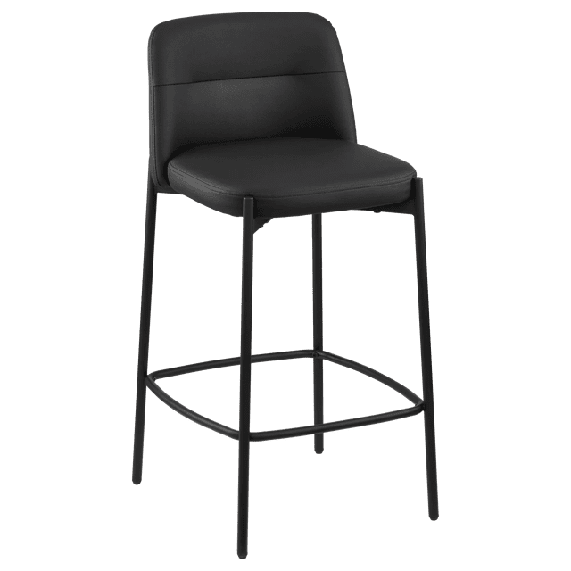 Bouclair Black Faux Leather and Metal Bar Stool