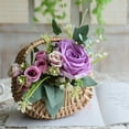 thumbnail image 4 of Flower Pots, Dienrx Small Wicker Basket with Handle Flower Girl Baskets Half Moon Empty Basket Rattan Basket for Wedding Flower Basket Decorative Baskets Basket Wicker Storage Basket, 4 of 9
