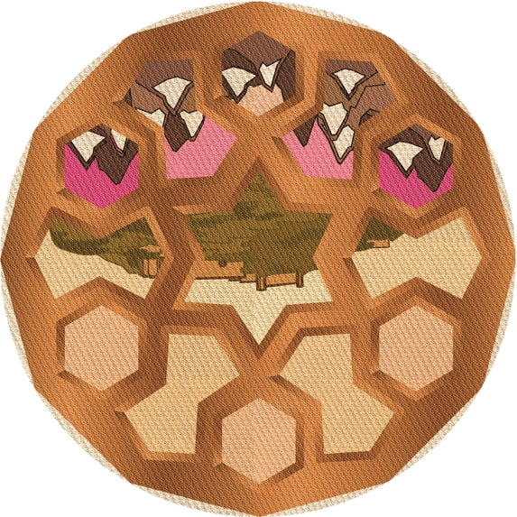 Ahgly Company Indoor Round Patterned Mahogany Brown Area Rugs, 3' Round