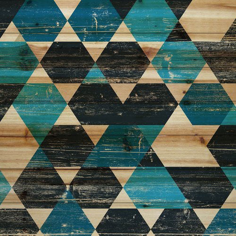 "Peeking Blue" Painting Print on Natural Pine Wood