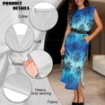 thumbnail image 6 of Jeiento Hawaiian His and Hers Matching Outfits Coconut Tree Women's Summer Dress Mens Hawaiian Shirts Button Up Shirt Round Neck Casual Loose Split Long Maxi Dress with Pockets, 6 of 7