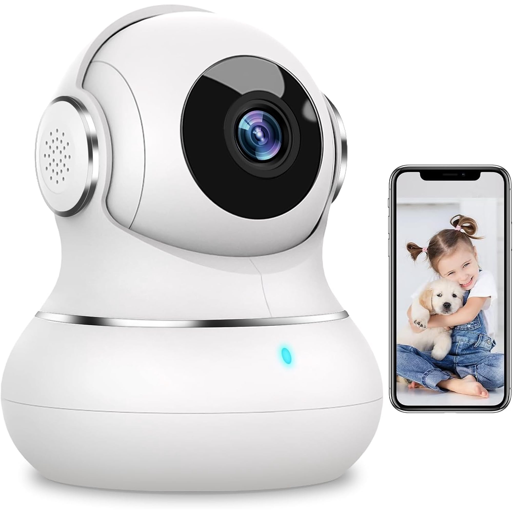 Security Camera Indoor 2K 360 Pan/Tilt Cameras for Home Security with Motion Detection Baby Monitor for Pet/Dog with Night Vision 2.4GHz WiFi Cam with Phone App & 2-Way Audio