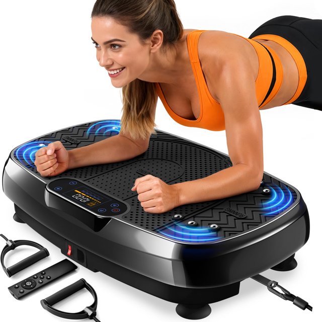 Plataforma vibratoria Renoj de 450 lb con LED y Bluetooth, con bandas de resistencia