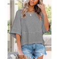 thumbnail image 2 of Women Crew‑Neck Batwing Half‑Sleeve Tee, Solid‑Color Loose‑Fit Flowy Casual Summer Tops, 2 of 8