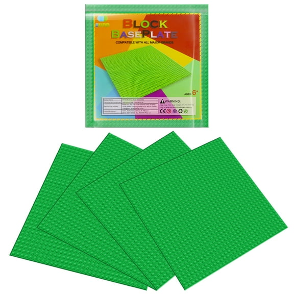 EKIND Classic Building Brick Plates, 10 inch x 10 inch Base Plates for Toy Bricks, STEM Activities & Display Table (4 Pack, Green)