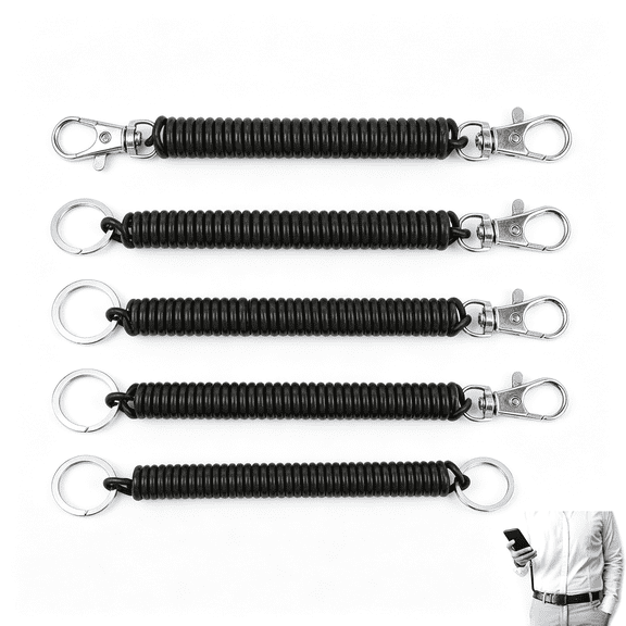 DESIGNICE 8Pcs Retractable Spring Coil Keychain, Coiled Lanyard with Keyring Lobster Clasp for Wallet Chain, Keys, Cellphone Coil Keychain
