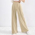 thumbnail image 2 of Womens Crossover Waist Dress Pants Pleated Front Wide Leg Pants Casual Loose Work Trouser with Pockets, 2 of 5