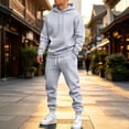 thumbnail image 2 of UDAUDU Men 2 Piece Sweatsuit Athletic Drawstring Pullover Hoodie with Cuffed Jogger Sweatpants Fall Winter Casual Tracksuit for Men Daily Wear XL, 2 of 9