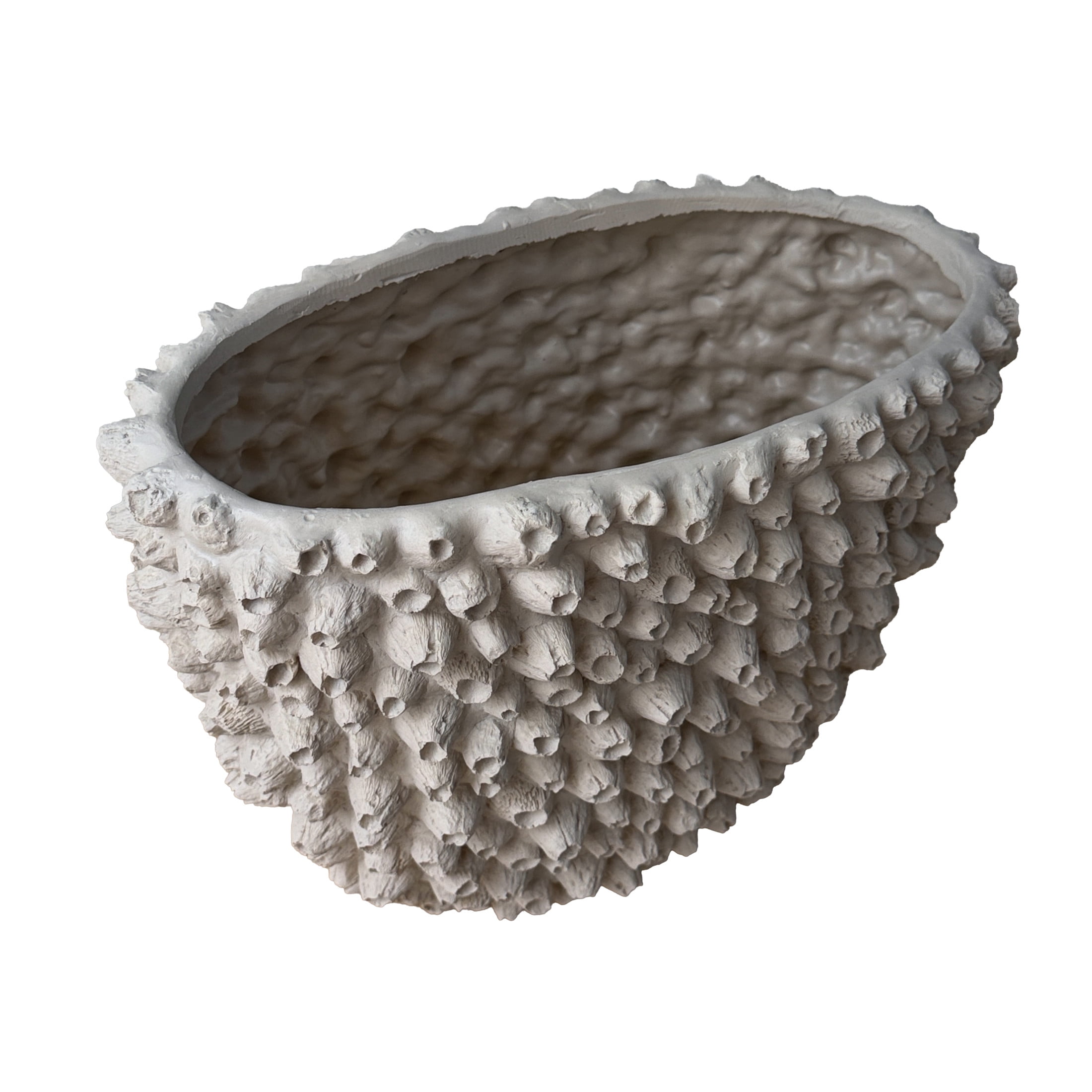 DecMode 10" Coral Textured Beige Polyresin Vase