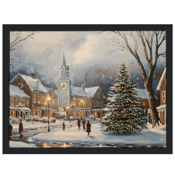 NJSTORE  Christmas Canvas Wall Art Country Winter Scene Wall Art Prints Poster Snow Tree Nature Landscape Painting Aesthetic Pictures Farmhouse Wall Decor framed