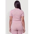 thumbnail image 4 of Women's Plus Size Compression Rib Johnny Collar Short Sleeve Top, 4 of 4