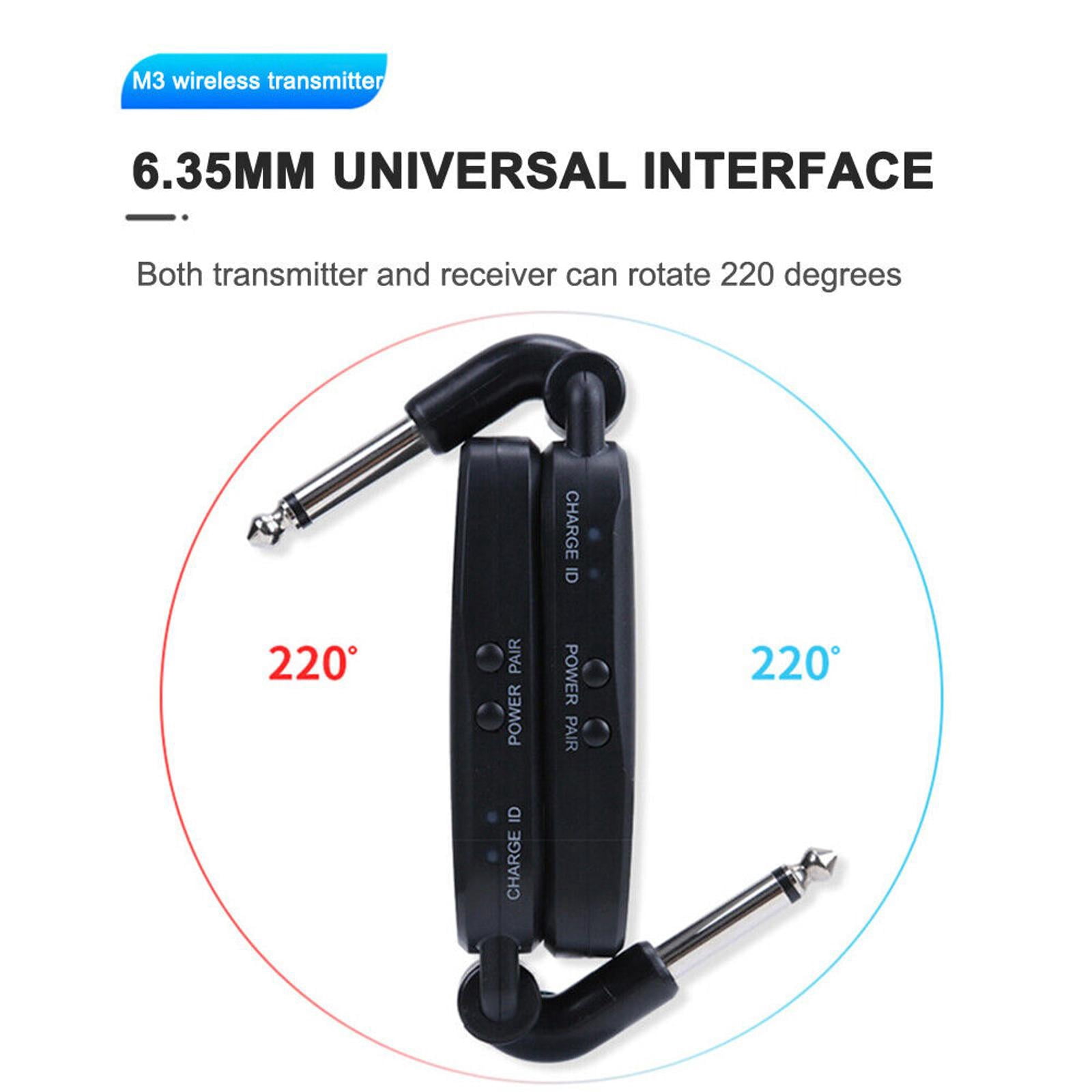JIAHAOO M3 Guitar Wireless System Transmitter Receiver 50m Range 6.35mm Rotatable Interface Electric Guitars Distortion Free