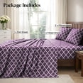 thumbnail image 4 of Lux Decor Queen Bed Sheets Set 4 Piece - Quatrefoil Pattern, Ultra Soft Polyester Sheet Deep Pocket Fit, Wrinkle Free, Breathable & Fade Resistant OEKO-TEX Certified, Purple, 4 of 11