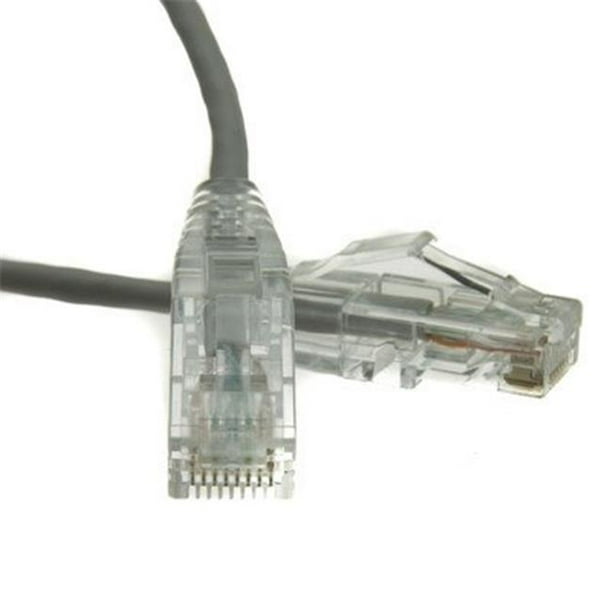 6 in. Cat6a Mince Câble de Patch Ethernet & 44; Snagless avec Botte Moulée - Gris