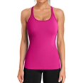 thumbnail image 1 of XINQIHANG Ribbed Workout Tank Tops for Women with Built in Bra Tight Racerback Scoop Neck Athletic Top, 1 of 7