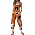 thumbnail image 7 of BOMYJESK Summer Halloween Costumes Jumpsuit for Women Cartoon Pumpkin One Piece Sleeveless Rompers Pants Loose 2026 Hippie Spaghetti Strap Rompers Khaki 3XL, 7 of 7