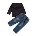 thumbnail image 3 of Bagilaanoe Toddler Baby Boys Long Pants Set Letter Print Long Sleeve Hooded Pullover Tops + Ripped Jeans 3T 4T 5T Kids Casual Sweatsuits, 3 of 8