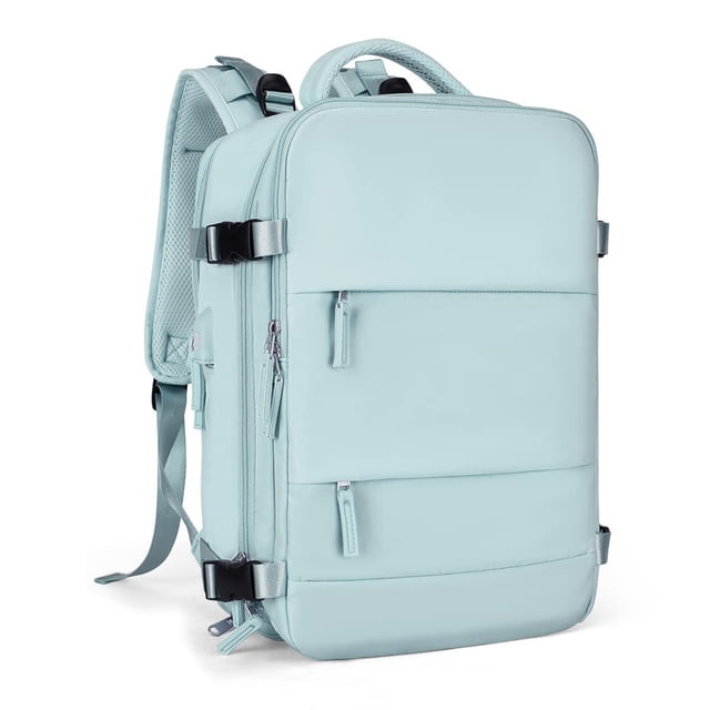 yeacher Sac à Dos de Voyage en Nylon Imperméable avec Port USB, Grand Sac de Randonnée pour Femmes, Bleu Pâle, 47x33x17 cm, Conception Multifonctionnelle