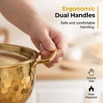 thumbnail image 4 of Stainless Steel Hammered Pot, Deep Cooking Pot with Lid and Dual Handles for Soup, Noodles, Stew and Daily Kitchen Cooking (Gold 7.1in), 4 of 7