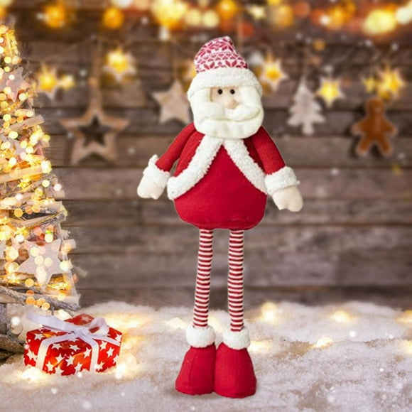 Escultura de muñeca de decoración navideña con patas retráctiles largas, juguete de peluche artesanal, decoración navideña para centro de mesa, Muñeco de Papá Noel