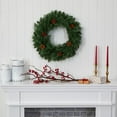 thumbnail image 4 of Nearly Natural 24in. White Mountain Pine Artificial Christmas Wreath with 35 LED Lights and Pinecones, 4 of 5