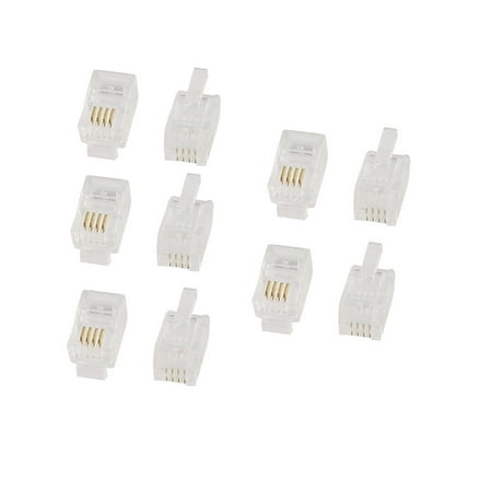 10 Pcs Telephone Cable Parts 4P4C RJ11 Plug Jack Connector ... rj 31 jack wiring 