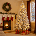 thumbnail image 5 of Artificial Pre-Lit Slim Christmas Tree, Green, Kingswood Fir, White Lights, Includes Stand, 5 of 8