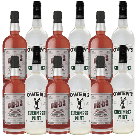 Dhōs Handcrafted Non-Alcoholic Bittersweet 6 Pack w 6 Pack Owen’s Mixers Cucumber Mint - Keto-Friendly, Zero Sugar, Zero Calories, Zero Proof - 750 ML - Perfect for Mocktails - A