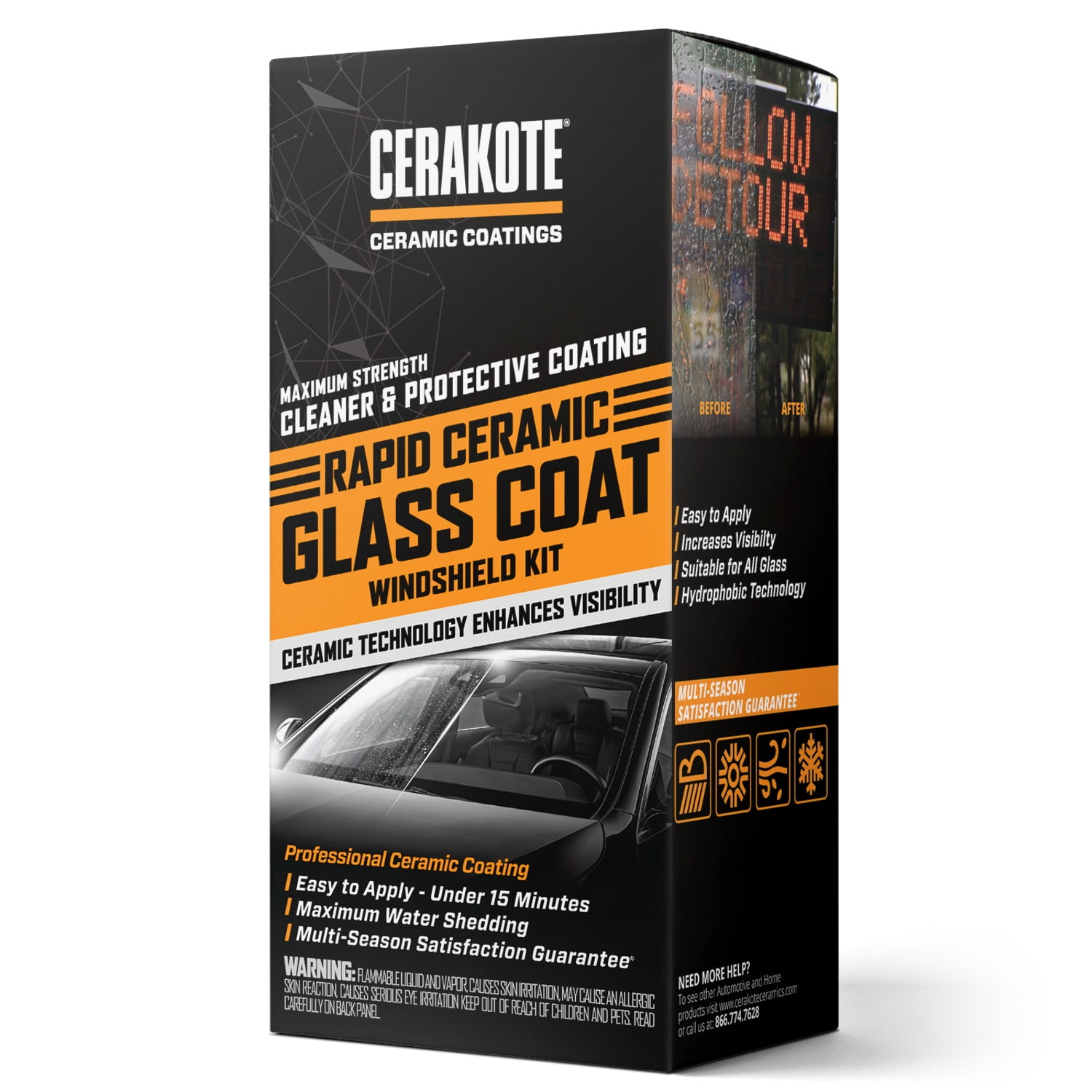 CERAKOTE® Rapid Ceramic Glass Coat Windshield Kit (8oz Bottle