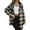 Black, variant on QQAMB Women's Jacket Flannel Plaid Shacket Long Sleeve Button Down Shirts Jacket Coats Black M