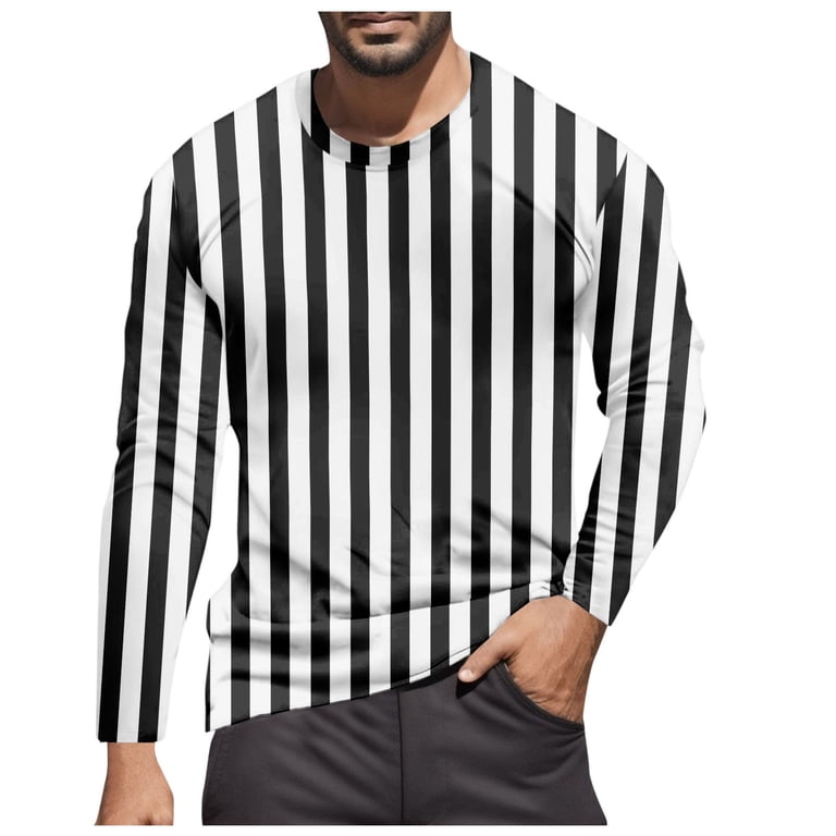 GBSYEWXS Sweatshirt For Men Black Crew Neck Long Sleeve Pullover Sweater  Trendy Vertical Striped Print Soft Tops