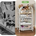 thumbnail image 5 of Rolling Makeup Cart Organizer with 4 Drawers, Floor Skincare Organizers with Wheels, Cosmetics Display Cases, Storage Cabinet for Skin Care Perfume Nail Polish, White (Patent Pending), 5 of 8