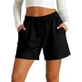 thumbnail image 3 of Akmaiox Biker Shorts for Women High Waisted Elastic Drawstring Waistband Running Shorts with Pockets Breathable Lightweight for Summer Outdoor Gym Workout Shorts S-3XL, 3 of 7