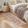 thumbnail image 1 of shiyou-Runner Rug Indoor Door Mat- Distressed Floral Boho Oriental Non-Slip Soft Low Pile Machine Washable Runner Soft Rug for Hallways Bathroom Carpet Laundry Room Bedroom Stair(Brick Red 2x6FT), 1 of 4