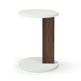 thumbnail image 2 of C-Shaped End Table, Small Side Table for Couch, Sofa Table with Wood Frame, White and Walnut, 2 of 6