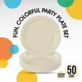 thumbnail image 2 of SHIQI-Ivory Paper Plates - 9 Inch Heavy Duty, 50 Pcs Disposable Plates For Party, 350 GSM, 2 of 4