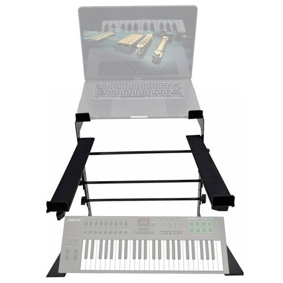 Rockville Dual Shelf Laptop Controller Stand for Nektar Impact LX49 Keyboard