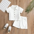 thumbnail image 7 of TOWED22 Toddler Boy Summer Clothes Baby Striped T-Shirt Tops+Solid Shorts 2PCS Outfits Set(White,3-4 Y), 7 of 7