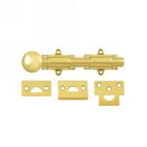 Deltana 6SB003 6" Surface Bolt; Heavy Duty; Lifetime Brass Finish