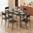 thumbnail image 4 of 7-Piece Kitchen Dining Table Set, MDF Wood Kitchen Table and Chairs for 4-6 People with Storage Rack, for Small Space, Apartment, Space-Saving, Patio - Black, 4 of 9