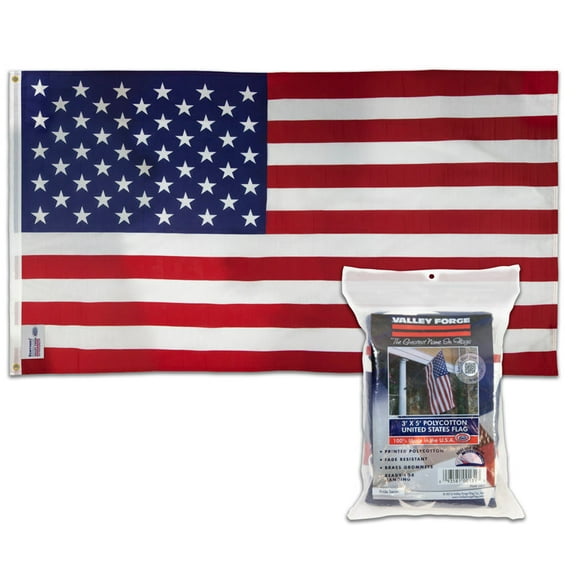 Flag Valley Forge American, polialgodón, 91,44 cm de alto x 152,4 cm de ancho