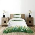 thumbnail image 4 of Ambesonne Green Flower Quilted Bedspread Set 2 Pcs, Grass and Flowers, Twin Size, Multicolor, 4 of 5