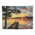 thumbnail image 5 of JRXY  Seascape Tapestry, Shore of Seventh Lake Tree Sunbeam at Sunset Water Reflection Tranquility, Wide Wall Hanging for Bedroom Living Room Dorm, Brown Peach Painting, 5 of 6