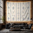 thumbnail image 6 of Blue Diamond Medallions in Balanced Ivory Rows, Calming Boho for Home Decor Lovers, Geometric Wall Art, Housewarming Gift, Tapestry Wall Hanging for Bedroom and Living Room, 6 of 7
