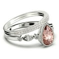 thumbnail image 2 of Dazzling Boho & hippiepie 2.25 Carat Pear Cut Morganite And Diamond Moissanite Engagement Ring, Classic Wedding Ring, Two Matching Band in 10k Solid White Gold, Birthday Gift, Promise Ring, 2 of 4