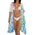 thumbnail image 3 of DISNIMO Scale Pearl Print Women's Summer Bikini Cover Ups Casual Fashion Kimono Bathing Suit Coverup Long Loose Open Front Beach Cover Up, 3 of 6