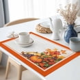 thumbnail image 3 of Fall Harvest Placemats Set of 2 Pumpkins Grape Maple Leaves Orange Border Heat Insulated Linen Place Mats, Washable Stain-Proof Table Mats for Dining Tables Holiday Decor 13x19inch, 3 of 9
